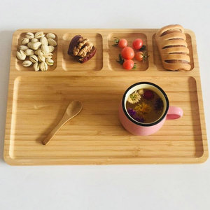Bandeja Divisora de Madera Rectangular con 4 Compartimentos, Contenedor de Alimentos para Niños - Product Image 2