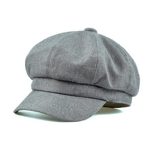 FF4319 빈티지 여성 8 패널 베레모 모자 프랑스 카비 화가 아이비 모자 통기성 코튼 린넨 뉴스 보이 모자 - Product Image 1