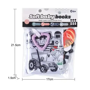 Wholesale New Children's Baby Educational Toys High Quality Washable Soft Tails Black And White Cloth Book