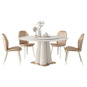 桌灯奢华现代简约餐桌椅组合白色餐桌北欧大理石餐厅家具