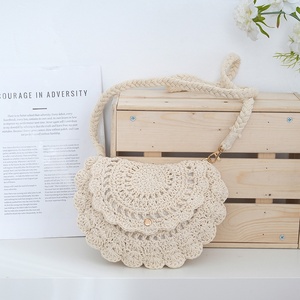 Borsa a <span class=keywords><strong>Tracolla</strong></span> Media in Cotone Intrecciato con Zip - Stile Mori & Instagram, Elegante con <span class=keywords><strong>Tracolla</strong></span> Singola per Vacanze al Mare - Product Image 1