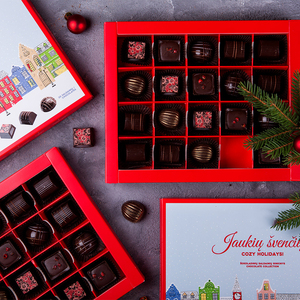 Tùy Chỉnh Bán Buôn <span class=keywords><strong>2025</strong></span> Giáng Sinh Hợp Thời Trang Sô Cô La Quà Tặng Bao Bì Các Tông Hộp Giấy Với Nắp Gấp Hộp Với Khoang Chèn - Product Image 1