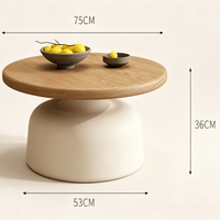Ensemble de table basse et table d'appoint rondes style crème Tenghang, 2 pièces, base mate, meubles de salon