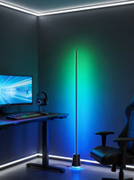 Lampe de sol LED en aluminium RGBIC CCT 1.65 avec haut-parleur intégré, synchronisation musicale, double zone, application Tuya, télécommande, pour coin de jeu, salle de cinéma maison