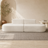 Canapé d'angle moderne en tissu rembourré en éponge, design capitonné, doux, durable, facile d'entretien, luxe, couleur crème