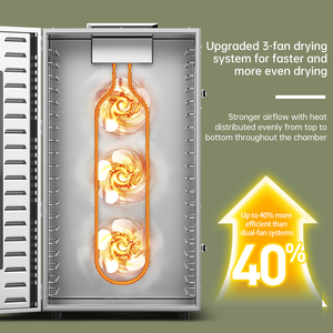 Thương mại cấp 20 khay thực phẩm dehydrator với 3 người hâm mộ cho thịt bò Jerky & trái cây sấy khô cho thịt và rau ngành công nghiệp máy sấy máy - Product Image 4