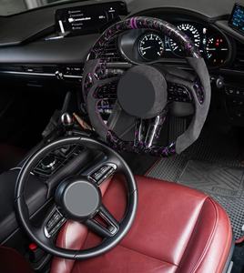 <span class=keywords><strong>Volante</strong></span> de Fibra de Carbono Forjado Morado para <span class=keywords><strong>Mazda</strong></span> <span class=keywords><strong>3</strong></span> 6 2004-2024 - Diseño de Carreras con Base Plana y Raya Morada - Product Image 2