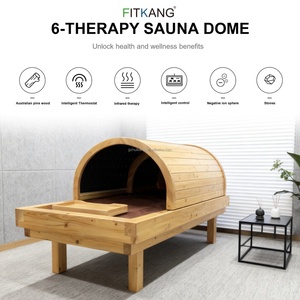 Dôme de sauna infrarouge lointain en tourmaline Fitkang OEM personnalisé, technologie de santé, spa à domicile, ions négatifs, sauna en bois 3 zones - Product Image 1