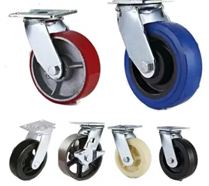 yamato caster wheels 4" pu swivel semi-pneumatic caster wheel rubber 8"x2" orange polyurethane swivel caster