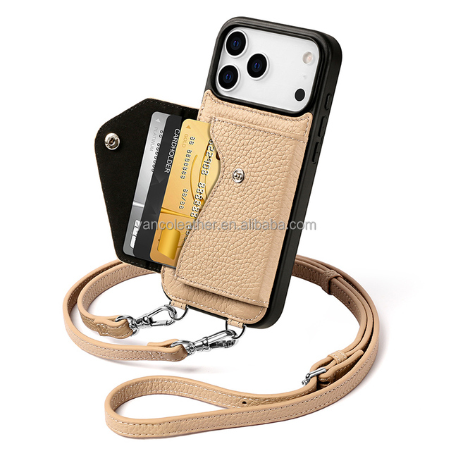 Crafted by Hand Leather Crossbody Wallet Phone case with Strap Mobile Phone Leather case Leather Phone case for Iphone 17 Pro