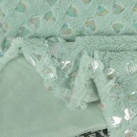 Tissu polaire PV à imprimé cœur irisé, velours coréen à poils longs, polaire PP, matériau de gaufrage doré pour jouets, chaussures, couvre-chefs