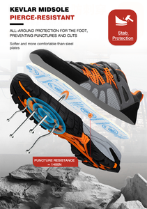 أحذية جلدية للرجال حذاء عمل من الصلب ماركة مشهورة للرجال أحذية رياضية رمادي البناء الصلب اصبع القدم آمنة - Product Image 4