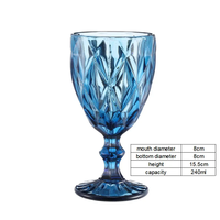Verres à vin vintage promotionnels à motif diamant gaufré 240 ml pour mariage, fête ou bar