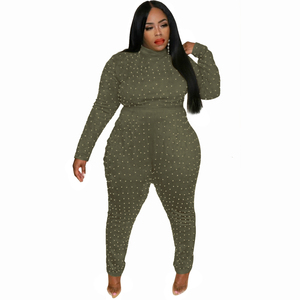 <span class=keywords><strong>Verde</strong></span> de manga larga más tamaño trajes de monos más <span class=keywords><strong>mono</strong></span> de tamaño para las mujeres gordas - Product Image 2