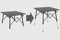 Woqi — table de camping plein air réglable, en aluminium léger et facile à transporter, avec roulage, table en métal, pour pique-nique