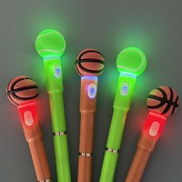 Bolígrafos de Lujo con Logotipo Personalizado O&Q, Bolígrafos con Diseño de Baloncesto LED para Niños, Tema Deportivo, Punta de 0.7 mm, Tinta Negra/Azul, 15.1 cm, Plástico Laminado, Regalo