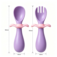 Formation Manche Court Bébé Alimentation Cadeau Ensemble Première étape Cuillère Et Fourchette Ustensiles Vaisselle Ensemble