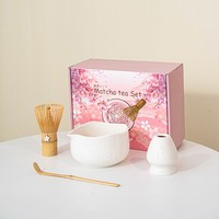 Prix fabricant, prêt à expédier, ensemble de thé matcha pour cérémonie, bol à matcha rose, kit matcha, boîte d'emballage personnalisée