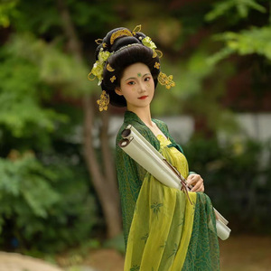 Nuevo diseño original, hecho a mano, estilo verde y fresco, accesorio para el cabello/clip para el cabello envuelto en satén, tocado Hanfu - Product Image 1