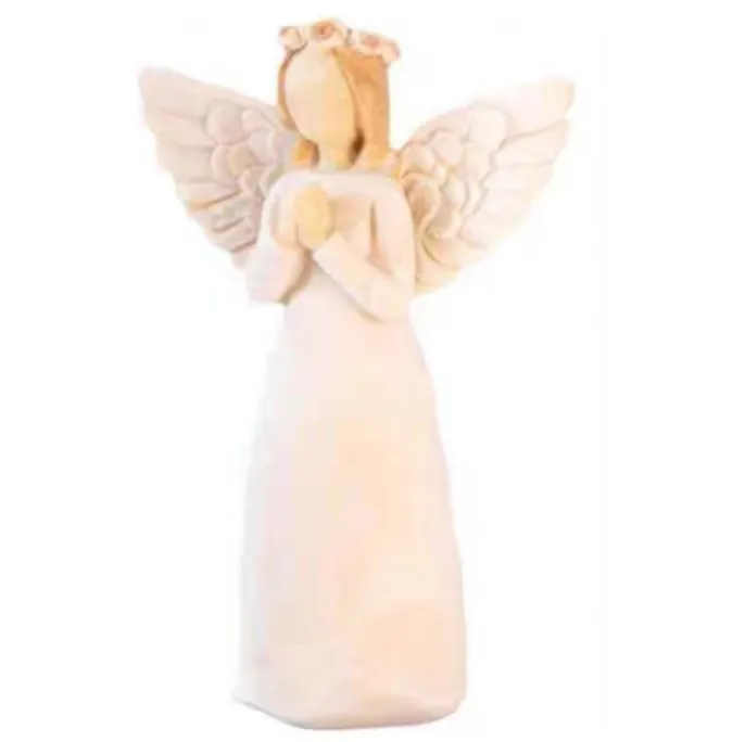 Resin beige white prayer angel home statue with hands