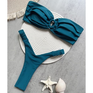Micro Bikini Bandeau, Conjunto de 2 Piezas, Secado Rápido, Sujetador Push-Up, Braguita de Tanga, Spandex/Poliéster, Diseño Personalizado de Lujo, Sexy - Product Image 1