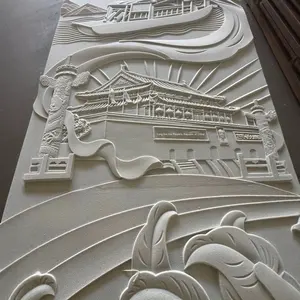 Mural <span class=keywords><strong>Relief</strong></span> Batu Marmer Putih Pola 3D LC Foam Keramik Dinding Pembatas Kampus Dinding Pintu Sambutan dengan Fitur Ukiran & Pahatan - Product Image 4