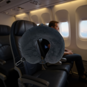 Cuscino da viaggio ILAN con supporto cervicale viscoelastico per viaggi in aereo, auto, autobus, comodo cuscino per dormire, nero - Product Image 3