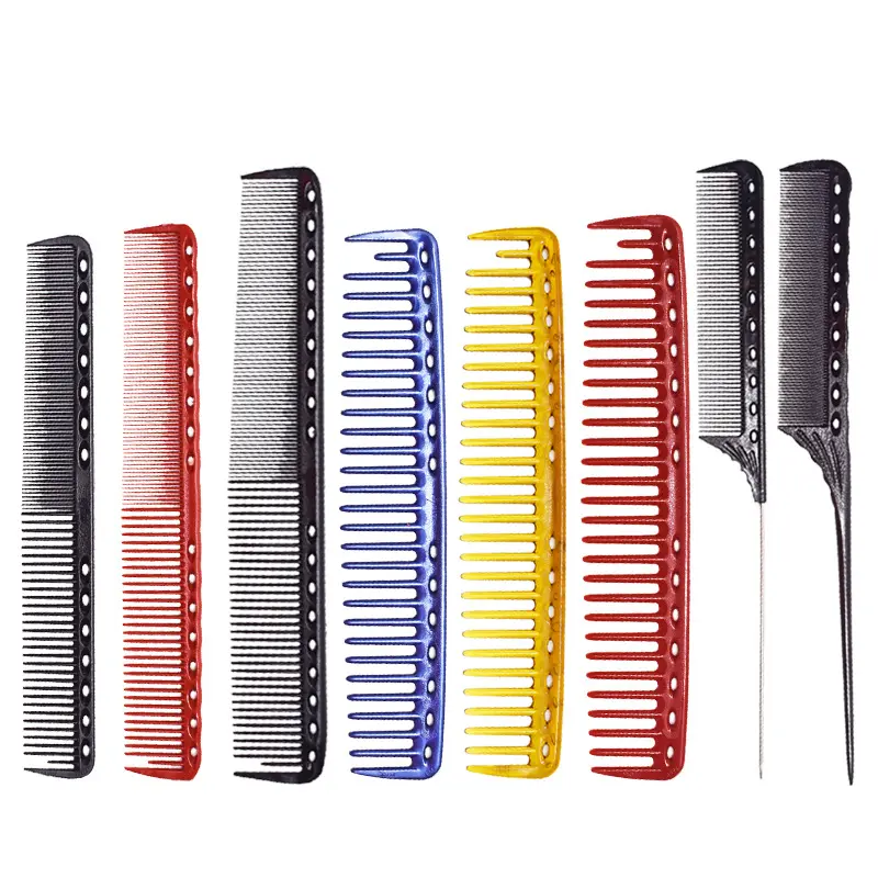 Rainbow beauty salon comb set small plastic portable gold heat resistant blade custom hair bakelite comb for hairdressing