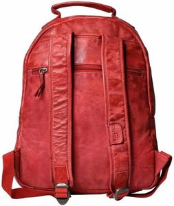 Genuine Leather <b>Backpack</b> High-quality Structured Silhouette Multiple Compartments Adjustable <b>Straps</b> Spacious Main Section Front - Product Image 3