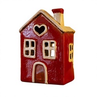 Porte-bougie chauffe-huile en céramique émaillée rouge en forme de cœur pour bougie chauffe-plat, brûleur de cire, cadeau décoratif pour la maison