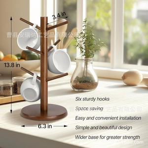 Wooden <b>Tree</b> Shaped Cup Holder 6.3 In Diameter 13.8 In Height Standing Type Coffee Tea <b>Mug</b> Rack Desktop Storage Organizer - Product Image 1