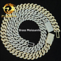 En stock, Vente chaude : Chaîne cubaine 13 mm en moissanite, style Hip Hop, entièrement sertie, Collier Miami Cuban pour rappeur