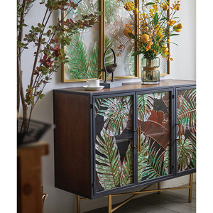 Mobili per soggiorno <span class=keywords><strong>con</strong></span> 3 porte in vetro console da buffet moderna credenza retrò per casa villa sala da pranzo armadietto - Product Image 6