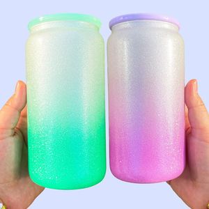 Verre à bière holographique 16 oz réfléchissant et scintillant avec couvercle en plastique et paille - Product Image 2