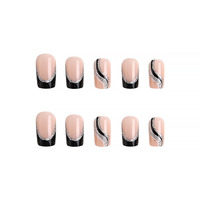 Uñas Postizas Francesas de Lujo, Cortas, de Marca Privada, Personalizadas, 24 Piezas, Material ABS, Uñas Artificiales a Presión, Venta al Por Mayor