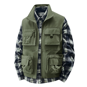 Nuovo gilet estivo da lavoro da uomo Outdoor Multi tascabile, canottiera, gilet da viaggio, ampio oversize - Product Image 1