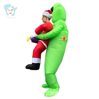 Costume gonflable amusant pour adultes, taille plus, unisexe, Halloween, Nouvel An, Alien portant Père Noël, en polyester