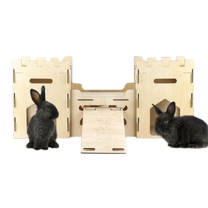 Château de lapin en bois maison tour d'escalade à plusieurs étages - Product Image 3