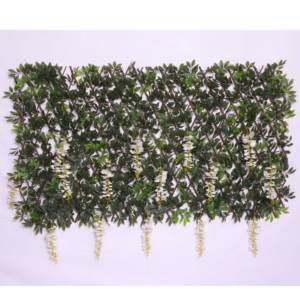White <strong>Flowered</strong> <strong>Artificial</strong> Ivy Fence <strong>Trellis</strong> for Indoor and Outdoor for Privacy and Decoration - Product Image 3