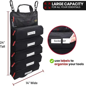 Custom Wholesale Reelable Tool Bag Oem Odm Heavy Duty Roll Up Tool Bag Organizer For Car With 6 Tool Pouches