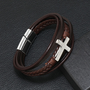 Pulsera de piel trenzada hecha a mano para hombre, brazalete con mensaje inspirador, regalo de cumpleaños - Product Image 2