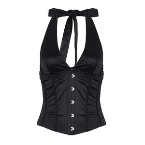Top Corto de Punto Transpirable con Cuello Halter y Botones Delanteros para Mujer, Sexy, Venta al por Mayor, Moda 2026 - Product Image 6