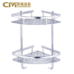 Estante de esquina para baño Chengming de aluminio, de 2 niveles, montado en la pared, estante de almacenamiento duradero para baños - Product Image 5