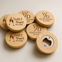 Ouvre-bouteille magnétique personnalisable pour mariages, cadeaux pour invités, ouvre-bouteilles en bois de bambou personnalisés, décoration de table de mariage rustique
