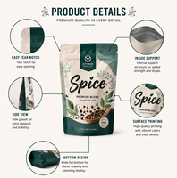 Sachet Doypack Personnalisé en Aluminium Imprimé par Héliogravure de Qualité Alimentaire avec Fermeture Éclair pour Emballage Souple d'Épices Vides
