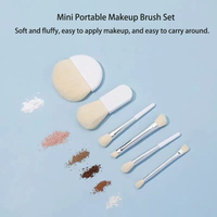 Lot de 6 mini pinceaux plats portables ultra doux en nylon pour poudre, fond de teint, fard à joues, estompage, eye-liner et fard à paupières
