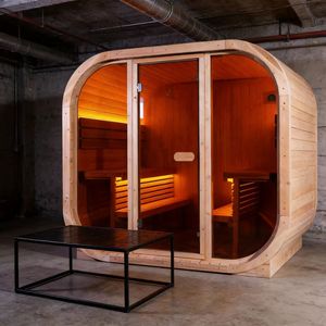 Sauna a Vapore Quadrata in Cedro Rosso - Parete Isolata in <span class=keywords><strong>Legno</strong></span> <span class=keywords><strong>Naturale</strong></span> per Risparmio Energetico - Parete Isolata - Product Image 3