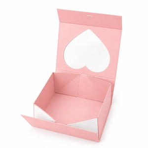 Custom Luxury Pink Heart <b>Window</b> Foldable Rigid Paper Gift Box With Ribbon Custom Logo Print <b>Window</b> Shape Own factory - Product Image 2