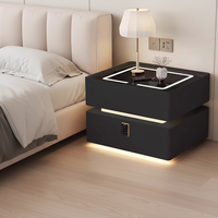 Prix de gros Table de chevet minimaliste de style crème de luxe avec tube LED lumineux flottant tactile intelligent