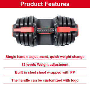Bán chạy nhất 18kg/40lb đen + đỏ tùy chọn 12 cấp điều chỉnh trọng lượng quả tạ - Product Image 5